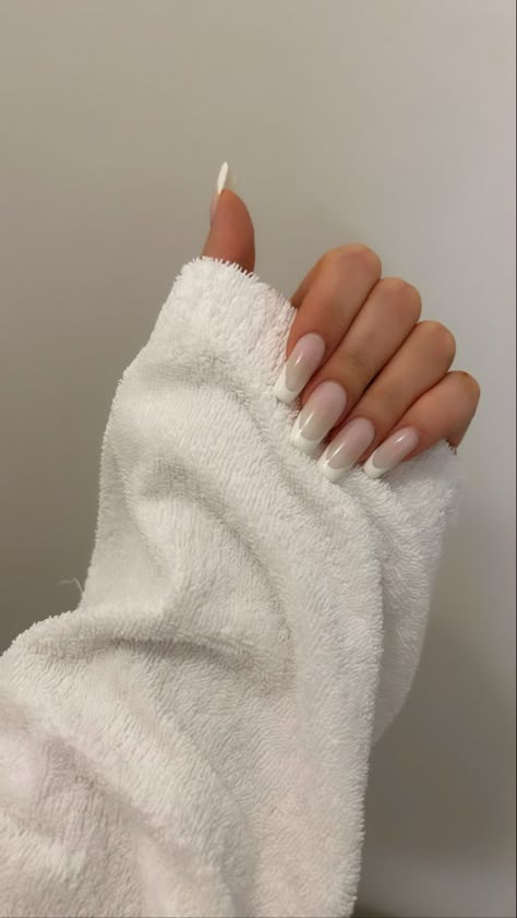 Kaeli Mae Nails, Milk White French Tip Nails, White Nail Inspo Coffin, Milk French Nails, Milky White French Tip Nails, Milky French Nails, Milky White French, Milk Nails, White French Nails