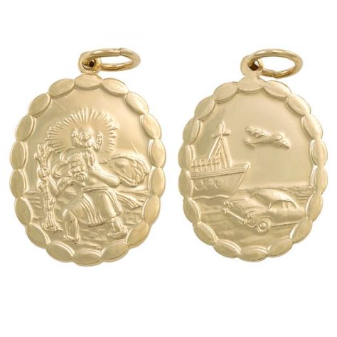 The highest quality St. Christophers on the market, these are stamped in Italy and not to be confused with lower quality cast versions. Crafted from solid 9ct yellow gold, this pendant has very fine detailing. a double-sided design displaying St. Christopher on the front and the travel symbol to the back. A British hallmark is stamped to confirm the gold purity. The height measurement includes the top link. This item also comes complete with a certificate of authenticity/insurance valuation. The appraisal value on this document is for the full RRP price which is considerably higher than the price you pay. Travel Symbols, Anchor Bracelet Men, Mens Claddagh Ring, Rope Bracelet Men, Rolex Bracelet, Mens Bangles, St Christopher Pendant, Height Measurement, Signet Ring Men