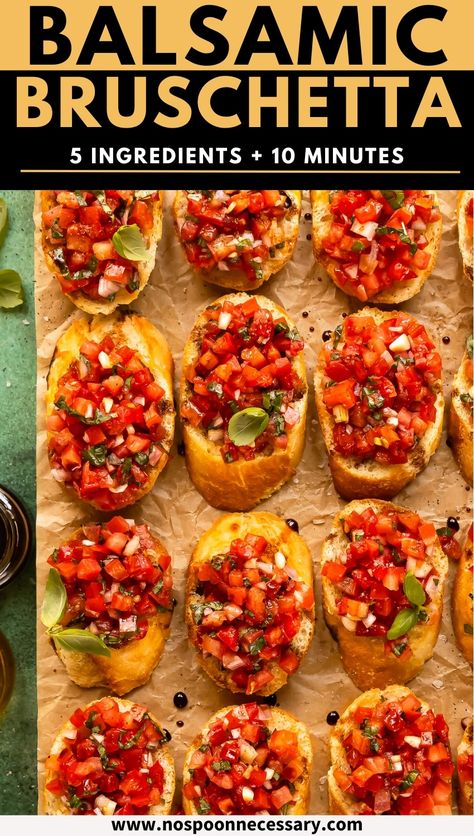 Bright, juicy tomatoes, pungent garlic, sweet-tart vinegar, and fresh basil are the stars in this easy Balsamic Bruschetta recipe. Simply made with 5 ingredients and just 10 minutes of prep time, this classic Italian toast topper is synonymous with summer. And if you can’t do bread, no worries - it’s also delicious spooned over all your grilling season favorites. Bruschetta Recipe With Balsamic Glaze, Brandywine Tomatoes Recipe, Tomatoes And Balsamic Vinegar, Tomato Bruschetta With Balsamic Glaze, Canned Bruschetta Recipe, Canning Bruschetta In A Jar, Bruschetta Recipe Easy, Balsamic Bruschetta Recipe, Brushetta Recipes