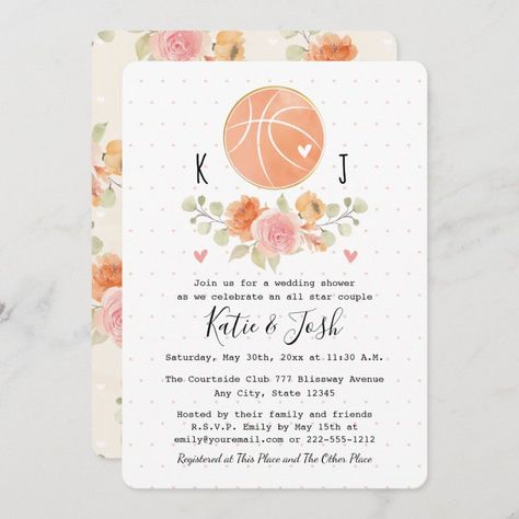 Basketball Theme Wedding Ideas, Basketball Theme Wedding, Basketball Wedding, Couples Shower Invitation, Wedding Shower Themes, Couples Shower Invitations, Elegant Bridal Shower, Love And Basketball, Couple Shower