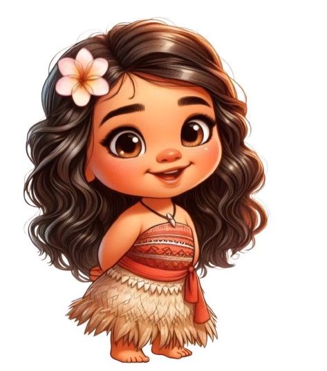 Disney Moana Art, Baby Disney Characters, Disney Princess Babies, Disney Cuties, Hair Clipart, Disney Cartoon Characters, Disney Princess Fashion, Disney Princess Images, Disney Princess Drawings