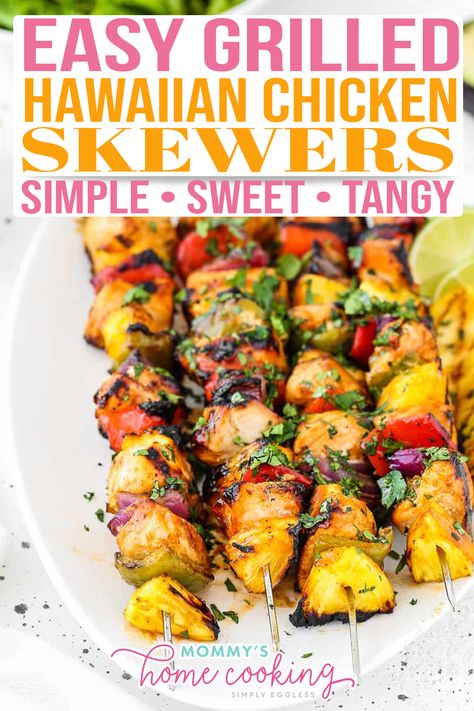 Hawaiian Chicken Skewers Grilled, Hawaiin Kabobs Hawaiian Chicken, Hawaiian Shish Kabobs, Grilled Hawaiian Chicken Kabobs, Hawaiian Skewers Kabob Recipes, Huli Huli Chicken Skewers, Huli Huli Chicken Kabobs, Hawaiian Skewers, Hawaiian Chicken Skewers