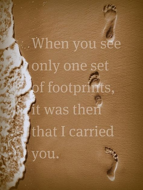 I carried youfootprints by ChurchDatabase, via Flickr Footprints In The Sand, A Quote, One Set, God Is Good, The Sand, Great Quotes, Christian Quotes, Inspire Me, Inspirational Words