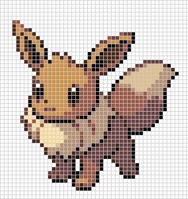 Eevee Perler Bead Patterns, Eevee Cross Stitch, Eevee Pixel Art, Pokemon Cross Stitch Patterns, Pokemon Cross Stitch, Modele Pixel Art, Pokemon Bead, Pixel Art Pokemon, Pokemon Pattern