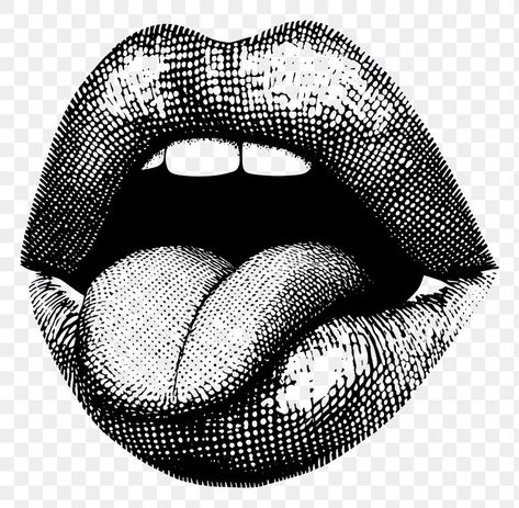 Lips With Tongue Out, Mouth Black And White, Tongue Illustration, Tongue Drawing, Acid Tabs, White Backround, Y2k Black And White, Lips Design, White Lips