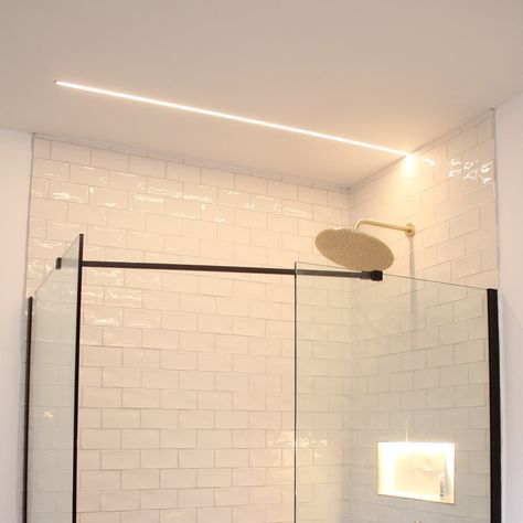 LED strip lighting can be a fantastic addition to any room in your home especially the bathroom.	The bathroom is one of the most important rooms in your home. You want it to be intimate, comfortable and ambient; yet it still needs to be functional. That’s why the lighting you choose is so essential.	When deciding to make the switch from conventional incandescent bathroom lighting to an Eco-friendly alternative, don’t limit yourself to CFLs or 	LED bulbs; consider using LED strip lighting inst Install Ceiling Light, Installing Led Strip Lights, Bathroom Ceiling, Bathroom Ceiling Light, Upstairs Bathrooms, Tiny Bathroom, Light Bar, Shower Room, Led Strip Lighting