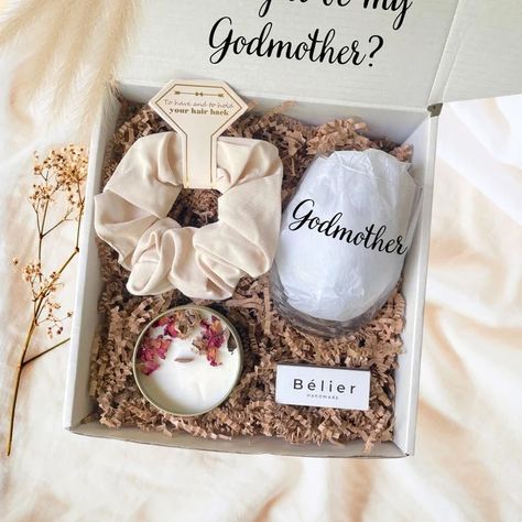 BelierHandmade - Etsy Gift For Godmother, The Godmother, Godmother Proposal, Godparent Gifts, Spa Gift Box, Handmade Soy Candle, Personalized Wine Glass, Amber Glass Jars, Etsy Ideas