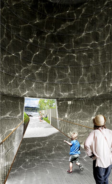 Willamette Falls Riverwalk_4-dezeen-468 Water Feature Architecture, Waterfall Architecture, River Architecture, Landscape Architecture Magazine, Water Architecture, Floating Architecture, Oregon Waterfalls, Paper Architecture, Waterfall Design