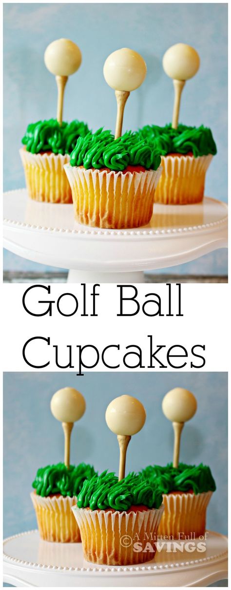 Golf Ball Cupcakes | Easy Dessert  Great treat to make for Father's Day or any birthday parties or just fun cupcakes to make anytime of the year! Ball Cupcakes, Golf Cupcakes, Cupcakes Easy, Desserts With Few Ingredients, Ideas Cupcakes, Super Easy Desserts, Golf Cake, Cupcakes Birthday, Golf Party