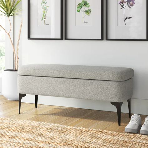 Wade Logan® Ameelya Storage Bench & Reviews | Wayfair Bedroom Benches Master Storage, Bankette Seating, Footboard Bench, Upholstered Bench Seat, Flip Top Storage Bench, Transitional Spaces, Plant Room, Bench Ideas, Modern Style Design