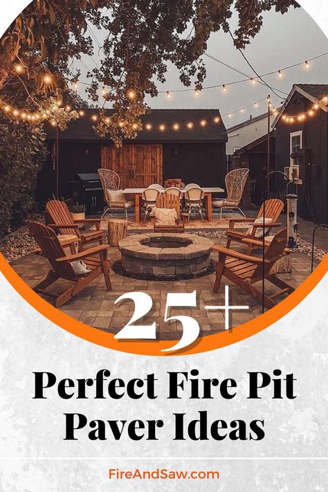 Outdoor Fire Pit Pavers, Outdoor Pavers Ideas Seating Areas, Red Pavers Backyard, Pavers For Fire Pit Area, Fire Pit Size Guide, Fire Pit Pavers Design, Paver Patio Ideas With Fire Pit, Pavers Fire Pit Area, Paver Fire Pit Ideas