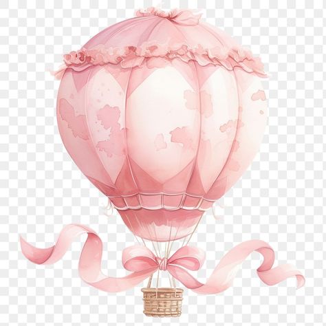 Coquette hot air balloon transportation aircraft vehicle. | free image by rawpixel.com Balloon Watercolor, Balloon Birthday Themes, Pink Hot Air Balloon, Coquette Red, Retro Watercolor, Diy Hot Air Balloons, Red Lollipop, Peggy Porschen