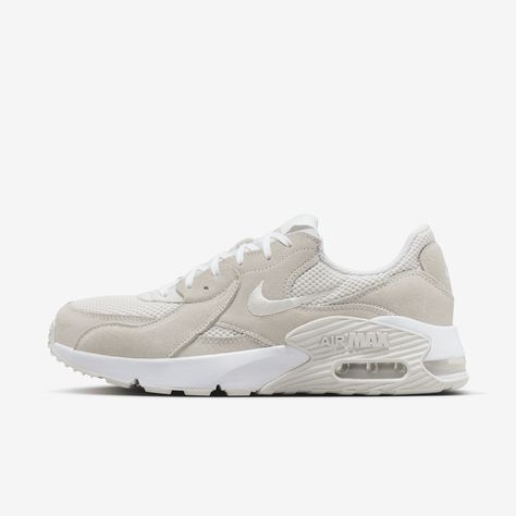 Inspired by the Nike Air Max 90, the Nike Air Max Excee celebrates a classic through a new lens. Elongated design lines and distorted proportions on the upper elevate an icon into a modern space. Neutral Everyday Shoes, Nike Aesthetic Shoes, Nike Excee, Nike Air Max 90 Women Outfit, Autumn Footwear, Nike Air Max Excee Women, Nike Women Shoes, Nike Air Max Women, Popular Nike Shoes