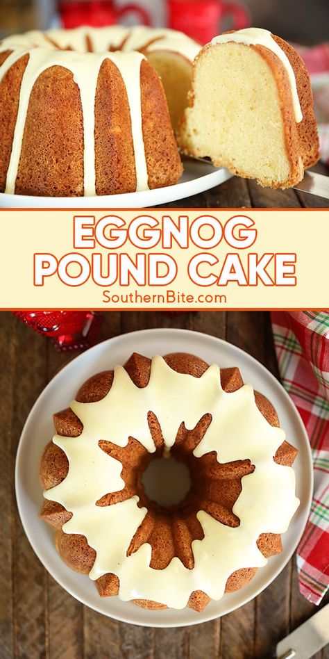 Recipe With Eggnog, Egg Nog Bundt Cake Recipe, Eggnog Coffee Cake, Eggnog Pound Cake Recipe, Leftover Eggnog, Eggnog Pound Cake, Eggnog Cake Recipe, Woolworth Cheesecake, Eggnog Glaze