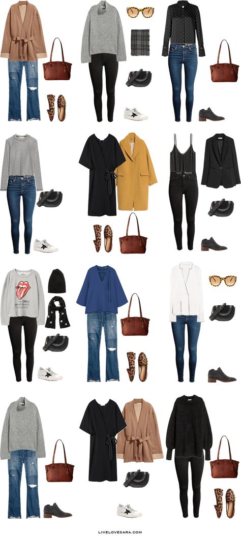 16 days in New York, Boston, and Philadephia. Packing Light List. Outfit Options 1-12. Fall Travel Capsule Wardrobe 2017 New York November Outfit, Pack For New York, New York Clothes, Travel Outfit Winter, Winter New York, Vancouver Style, November Outfits, New York Outfits, Nyc Travel