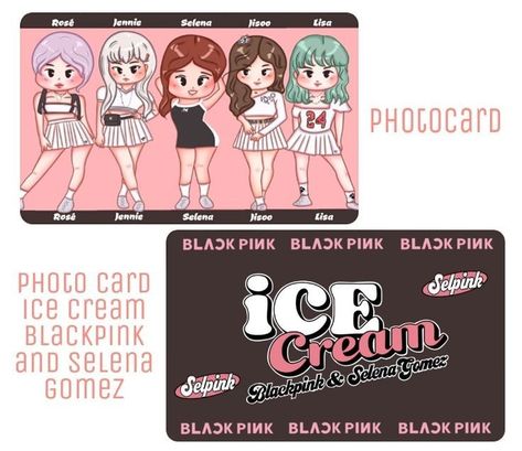 Selena Ice Cream, Card Blackpink, Cream Photo, Lomo Card, Ice Cream Photos, Pink Photo, Kpop Posters, Poster Stickers, Photo Card