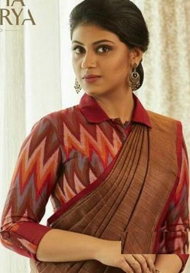 Best 10 Collared Neck Blouse Designs for Sarees and Lehengas (2020) Blouse Designs High Neck, Cotton Saree Blouse Designs, Cotton Blouse Design, Saree Blouse Neck Designs, Fashionable Saree Blouse Designs, Blouse Design Images, Sari Blouse Designs, Blouse Designs Indian, Simple Blouse Designs