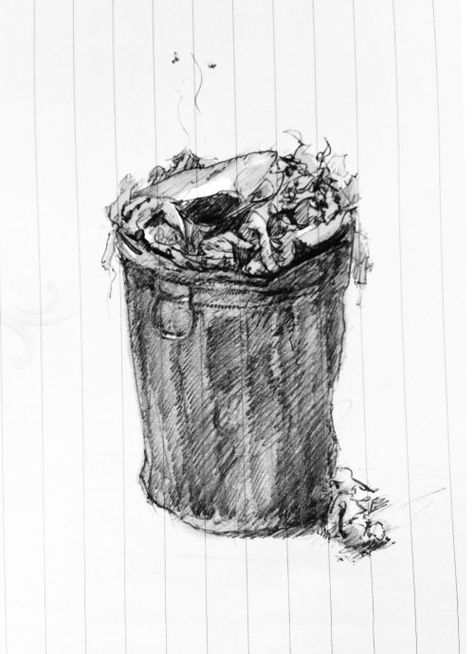 Trash Can Reference, Throwing Trash Drawing, Trash Drawing Sketch, Trash Can Drawing Sketch, Pile Of Trash Drawing, Garbage Can Drawing, Trash Can Drawing, Garbage Drawing, Trash Drawing