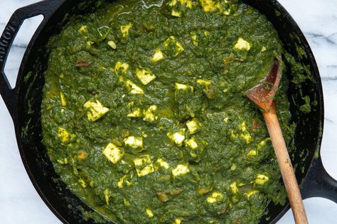 Saag Paneer | Natalie Cooks Paneer Saag, Saag Paneer Recipe, Palak Paneer Recipe, Freezing Kale, Veggie Bites, Indian Cheese, Saag Paneer, Paneer Recipe, Whole Wheat Tortillas