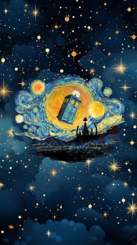 Doctor Who x Van Gogh 💫🖌️ #doctorwho #vangoghshuffle Tardis Wallpaper, Van Gogh Aesthetic, Tardis Art, Doctor Who Poster, Doctor Who Wallpaper, Anime Hug, Starry Night Art, Classic Doctor Who, Doctor Who Art