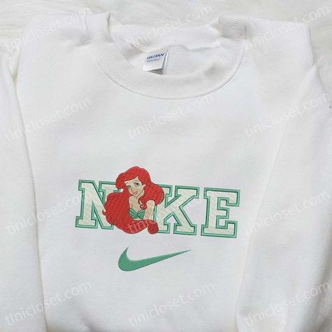 Custom Make Unisex Sizing Nike Cartoon, Nike Inspired, Random Products, Maroon Hoodie, Mermaid Disney, Mermaid Inspired, Nike Sweater, Sweat Shirts, Hoodie Material