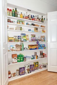 Kitchen Pantry - shallow spaces are best - no stuff lost in back. Can recess in a wall. Shallow Pantry, Organized Pantry, Pantry Wall, Diy Kitchen Renovation, Design Your Kitchen, Diy Kitchen Storage, Pantry Design, Stunning Kitchens, Pantry Storage