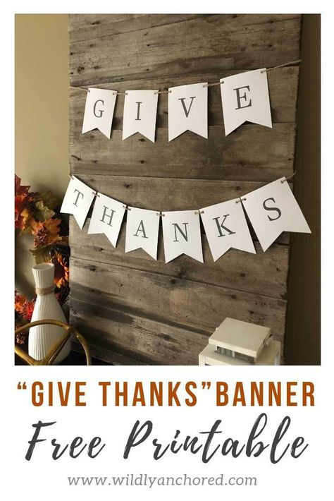 Download your FREE PRINTABLE "Give Thanks" banner to celebrate the season of Thanksgiving! I Love Autumn, Thanksgiving Banner, Love Autumn, Bible Study For Kids, Holiday Crafts For Kids, Free Thanksgiving, Homeschool Printables, Printable Activities For Kids, Thanksgiving Printables