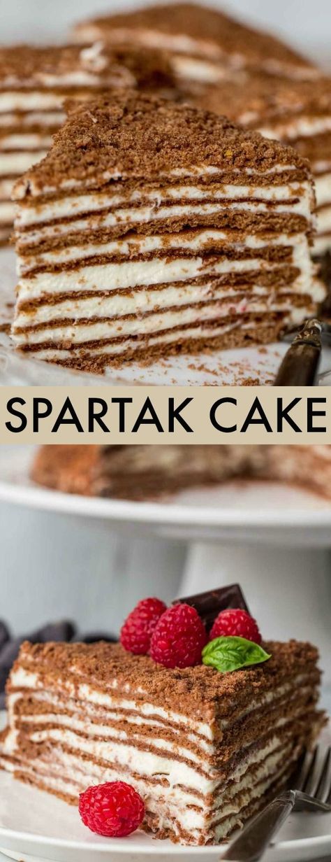 Spartak Cake, European Cakes, Russian Foods, Russian Cakes, Soft Cake, Cake Rolls, Cake Layers, Honey Cake, Layered Cake