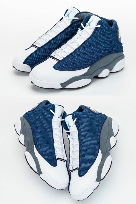 Retro 13 Jordans, Jordan 13 Flint, Sneakers Head, Nike Shoes Blue, Nike Shoes Women Fashion, Pretty Sneakers, Basketball Shoes For Men, Pretty Shoes Sneakers, Jordan Shoes Retro