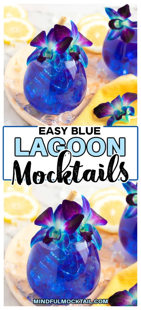 Virgin Blue Lagoon, Blue Moon Drinks, Lemonade And Vodka, Blue Lagoon Mocktail, Blue Alcoholic Drinks, Blue Snacks, Poolside Snacks, Mocktail Drinks, Blue Drink