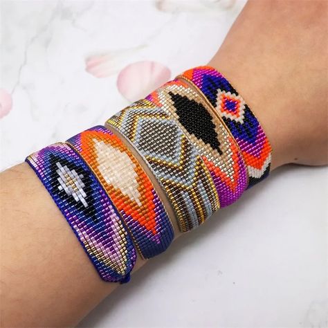 Smarter Shopping, Better Living! Aliexpress.com Mexican Jewelry Bracelets, Rice Bead Bracelet, Bracelet Miyuki, Miyuki Bracelet, Geometry Design, Bohemian Bracelet, Mexican Jewelry, Seed Bead Patterns, Bracelet Friendship