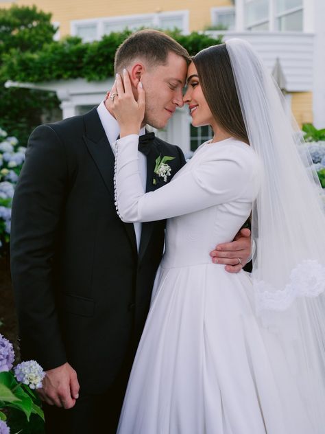 Watch Hill Rhode Island, Newport Mansions, Destination Wedding Decor, Christian Mccaffrey, New England Wedding, Lace Veil, Ceremony Dresses, Olivia Culpo, Wedding Inside