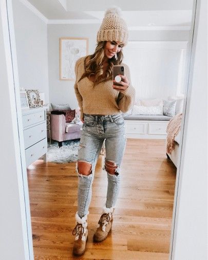 Fall And Winter Boots, Giant Pom Pom, Stocking Hats, Hats Outfit, Boots Jeans, Snow Bunny, Snow Bunnies, Perfect Stocking Stuffers, Outfits With Hats