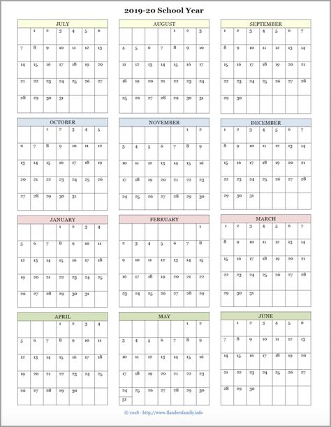 Mailbag Monday: More Academic Calendars (2019-2020) - Flanders Family Homelife Blank Calendar Pages, Homeschool Calendar, Marketing Calendar Template, Yearly Calendar Template, Printable Yearly Calendar, 2020 Calendar Template, At A Glance Calendar, Free Calendar Template, Personal Calendar