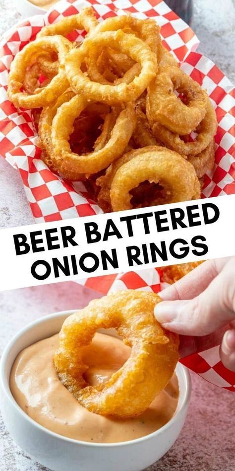 Onion Rings Recipe Easy, Battered Onion Rings, Beer Battered Onion Rings, Toast Hawaii, Deep Fried Recipes, Onion Rings Recipe, Beer Battered, Batter Recipe, Salad Pasta