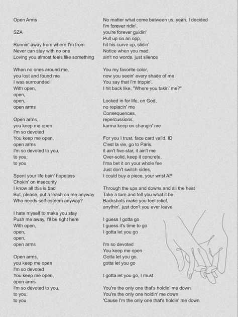 Open Arms Sza Lyrics, Open Arms Sza, Kill Bill Lyrics, Kill Bill Quotes, Sza Travis Scott, Sza Travis, Sza Kill Bill, Travis Scott Lyrics, Lyric Poem