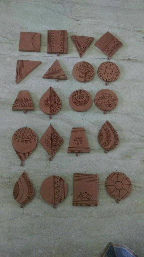 Teracota Jwellary Making, Handmade Rakhi Designs, Terracotta Jewellery Making, Terracotta Jewellery Designs, Terracotta Earrings, Polymer Clay Jewelry Tutorials, Handmade Clay Jewelry, Terracotta Jewellery, Fabric Earrings