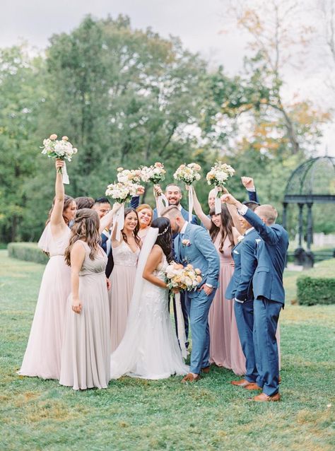 Dusty Rose And Slate Blue Wedding Color Schemes, Slate Blue And Pink Wedding, Dust Blue And Pink Wedding, Dusty Blue Tuxedo Wedding, Blush Wedding Party Groomsmen, Dusty Pink And Blue Wedding Theme, Blue And Blush Wedding Decorations, Dusty Blue And Pale Pink Wedding, Slate Blue And Blush Wedding