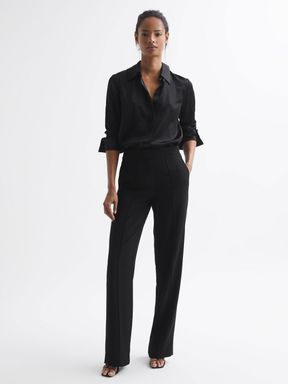 Women Trousers Design, Trouser Outfit, Black Wide Leg Trousers, Smart Trousers, Black Trousers, Straight Leg Trousers, Straight Cut, Wide Leg Trousers, Trousers Women