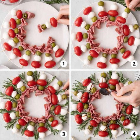 15 Minute Christmas Wreath Charcuterie Board - FeelGoodFoodie Christmas Wreath Antipasto Skewers, Holiday Charcuterie Wreath, Charcuterie Board Christmas Wreath, Christmas Brunch Decorations Table, Food Wreath Christmas, Charcuterie Wreath Christmas, Christmas Wreath Charcuterie Board, Christmas Wreath Food, Charcuterie Wreaths