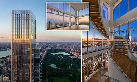 Central Park penthouse is set to become the country's most expensive home listed at $250 MILLION  | Daily Mail Online Most Expensive Penthouse New York, Central Park Penthouse, Central Park Tower, Condo Penthouse, Real Estate Contract, Nyc Penthouse, New York Penthouse, Luxury Penthouse, Expensive Houses