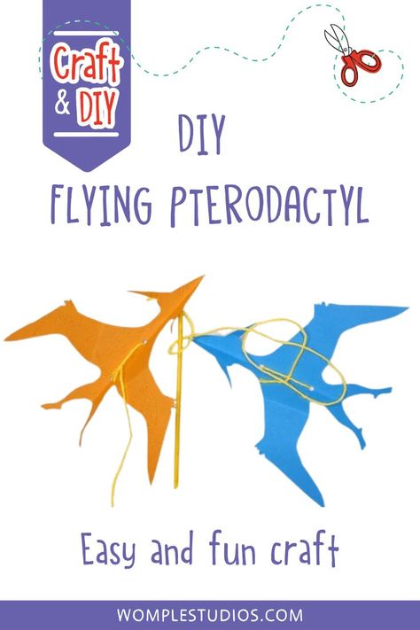 Are you looking for an easy and fun craft? How about a way to decorate your room with fabulous dino-décor? This DIY flying pterodactyl encourages your little ones to learn fun facts about dinosaurs and boosts their hand-eye coordination. Parents don't worry, it's both low-prep and low-mess! Your dinosaur-loving kids can create these themselves and everyone can enjoy the dino-mite entertainment. #womplestudios #DIYcrafts #craftsanddiy #craftsforkids #preschoolactivities #learningactivities Flying Dinosaurs Craft, Pterodactyl Craft, Pre Kindergarten Activities, Dino Facts, Facts About Dinosaurs, Fun Activities For Preschoolers, Subscription Boxes For Kids, Maps For Kids, Dinosaur Crafts