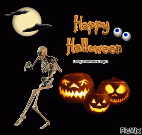 Happy Halloween Sneaking GIF - HappyHalloween Sneaking Skeleton - Discover & Share GIFs Happy Halloween Gif, Halloween Live Wallpaper, Happy Halloween Pictures, Photo Halloween, Halloween Wallpaper Cute, Cute Happy Birthday, Halloween Gif, Halloween Greetings, Halloween Horror Nights