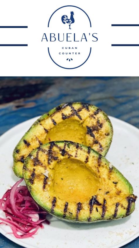 Grill Avocado, Avacacado Recipes, Red Pickled Onions, Cuban Food Recipes, Sazon Recipe, Summer Bbq Side Dishes, Grilled Side Dishes, Avocado Recipe, Grilled Avocado