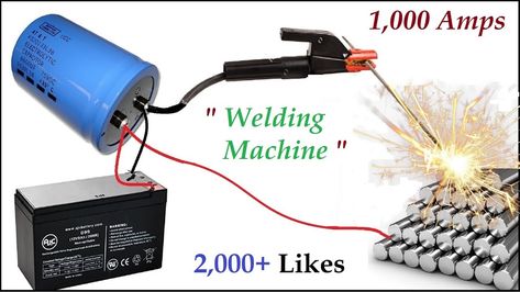 New Invention ! Make 1000 Amps Welding Machine using 12V UPS Battery and 220V Capacitor Bank Homemade Generator, Spot Welding Machine, Ups Battery, Electronic Circuit Design, Electrical Circuit Diagram, Free Energy Generator, Electronics Basics, Electronic Schematics, Electronic Circuit Projects