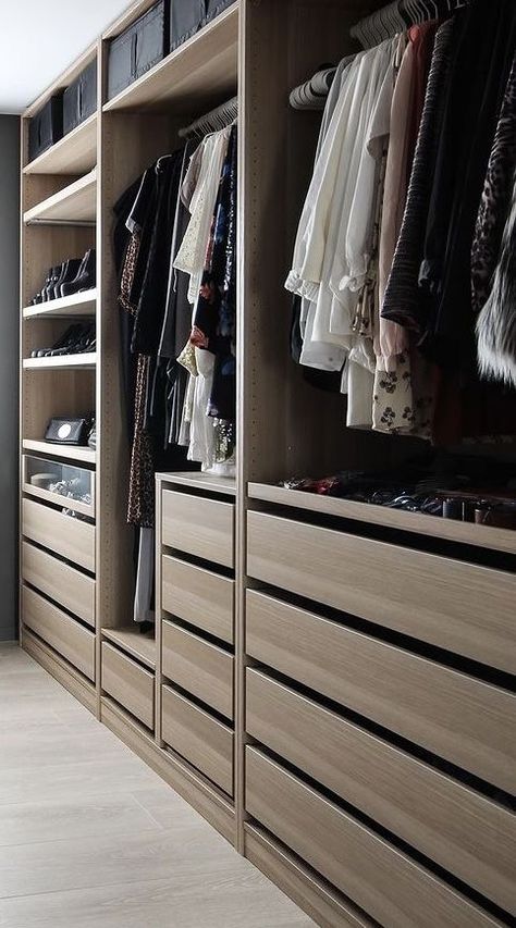 Tall Wardrobe Ideas, Modern Walk In Wardrobe, Wooden Tiles Flooring, Walk In Closet Design Ideas, Wooden Wardrobe Designs, Walk In Wardrobe Design, Wooden Floor Tiles, Wooden Wardrobe Design, Walking Closet