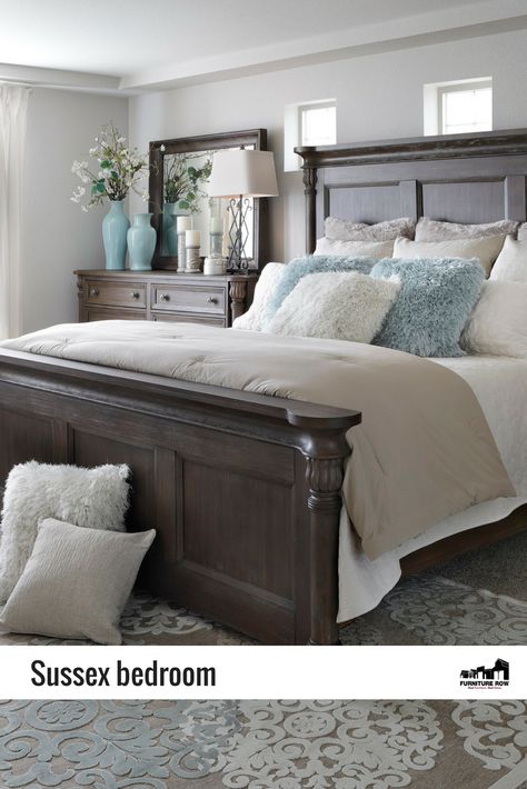 Dark Bedroom Furniture, Brown Furniture Bedroom, Wood Bedroom Sets, Panel Bedroom, Wood Bedroom Furniture, Rowe Furniture, Brown Bedroom, Bedroom Panel, Traditional Bedroom