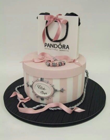 1 Pandora Cake Ideas, Amazing Birthday Cakes For Women, Birthday Cake Pink Girly, Pandora Birthday Cake, Pandora Cake, Hat Box Cake, Chanel Cake, Girly Cakes, 30 Birthday Cake