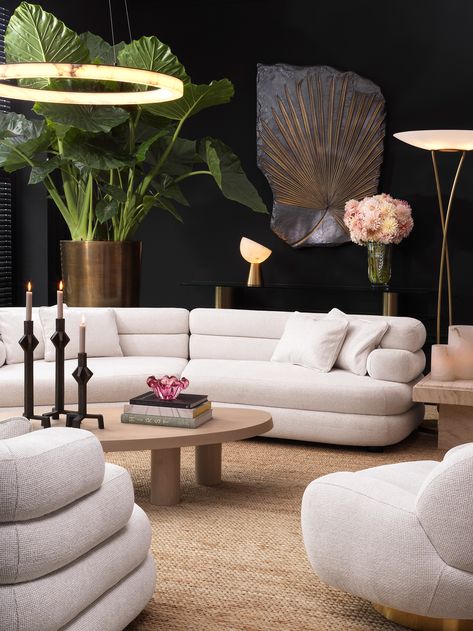 New Collection - New - Collection Curved Sofas, Living Room Looks, Organic Sofa, Curved Furniture, Mediterranean Interior, Armchair Sofa, Room Looks, Interior Shop, White Upholstery