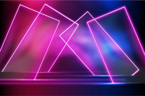 Colorful geometric shapes neon lights ba... | Free Vector #Freepik #freevector Neon Wall Design, Neon Shapes, Glow In Dark Party, Neon Light Art, Dark Purple Background, Geometric Lighting, New Retro Wave, Theme Template, Background Design Vector